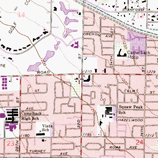 Topographic Map of Camelback East Shops Shopping Center, AZ