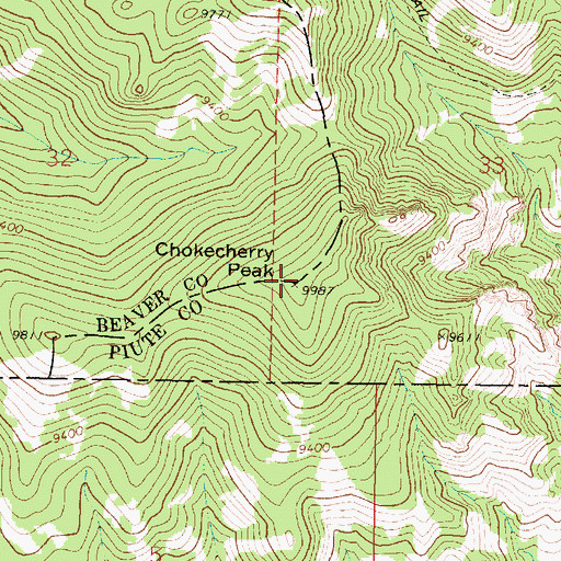 Topographic Map of Chokecherry Peak, UT