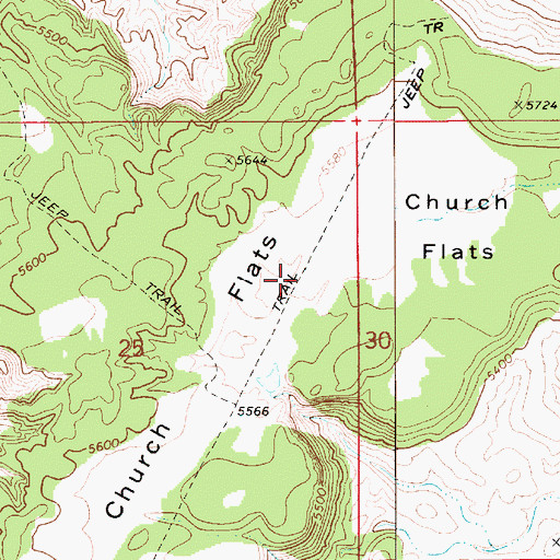 Topographic Map of Church Flats, UT