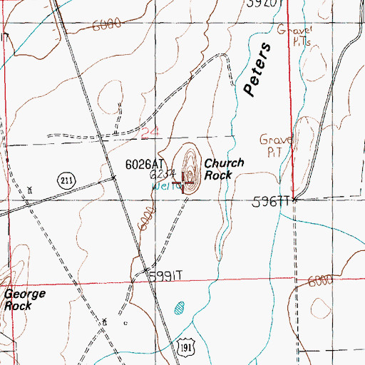 Topographic Map of Church Rock, UT