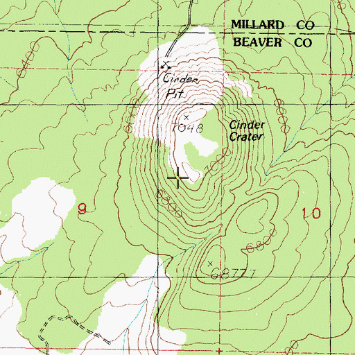 Topographic Map of Cinder Crater, UT