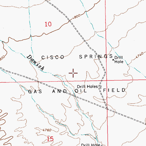Topographic Map of Cisco Springs Gas and Oil Field, UT