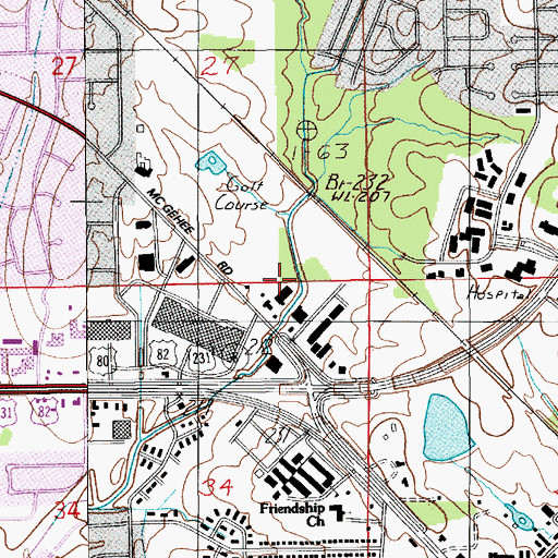 Topographic Map of Lecroy Shopping Center, AL