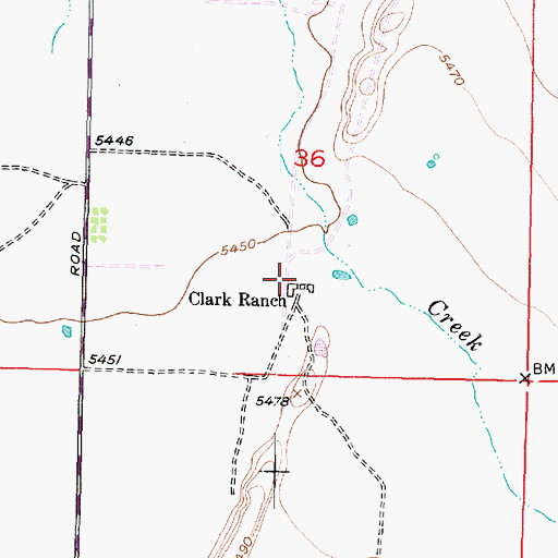Topographic Map of Clark Ranch, UT
