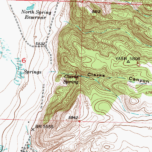Topographic Map of Clarks Spring, UT