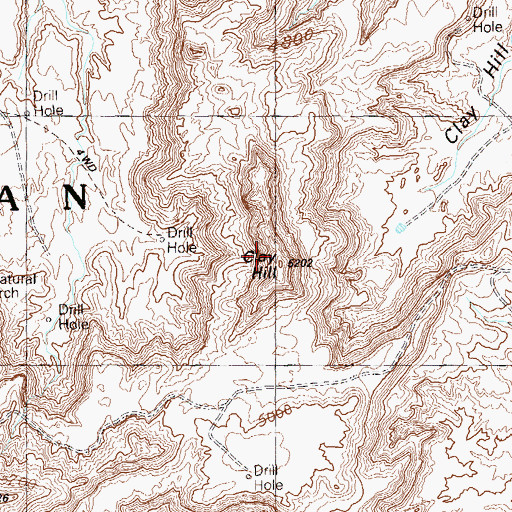 Topographic Map of Clay Hill, UT