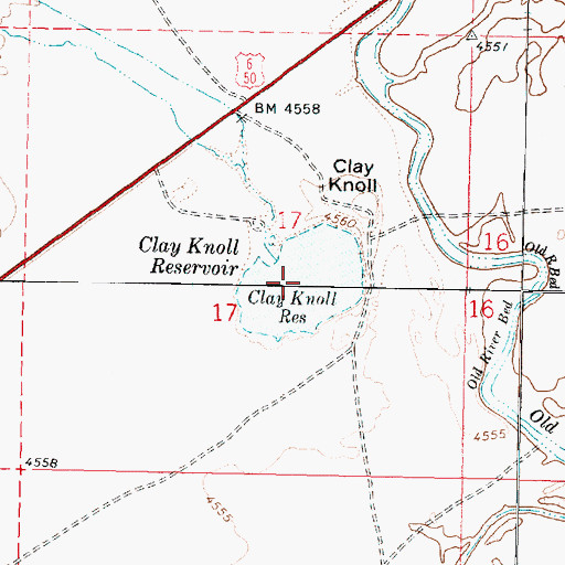 Topographic Map of Clay Knoll Reservoir, UT