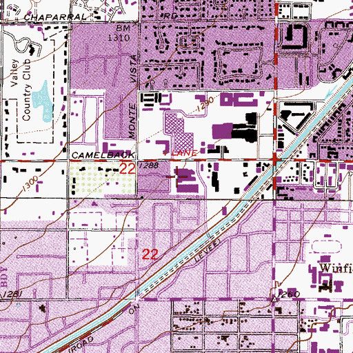 Topographic Map of Camelback Mall, AZ