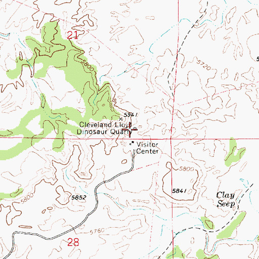 Topographic Map of Cleveland Lloyd Dinosaur Quarry, UT