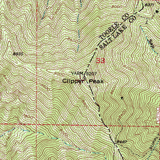 Topographic Map of Clipper Peak, UT