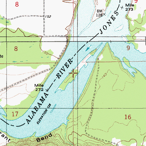 Topographic Map of Lower Catoma Bar, AL