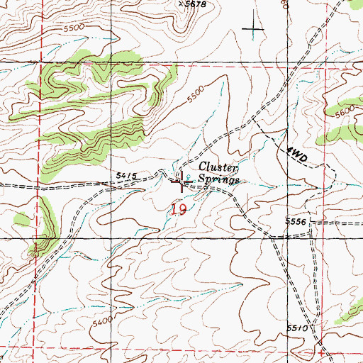 Topographic Map of Cluster Springs, UT