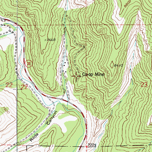 Topographic Map of Co-op Mine, UT