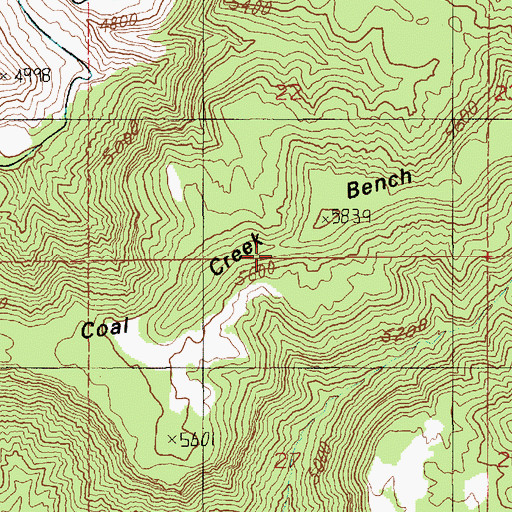 Topographic Map of Coal Creek Bench, UT