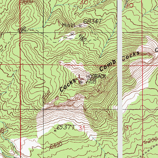 Topographic Map of Cocks Comb, UT