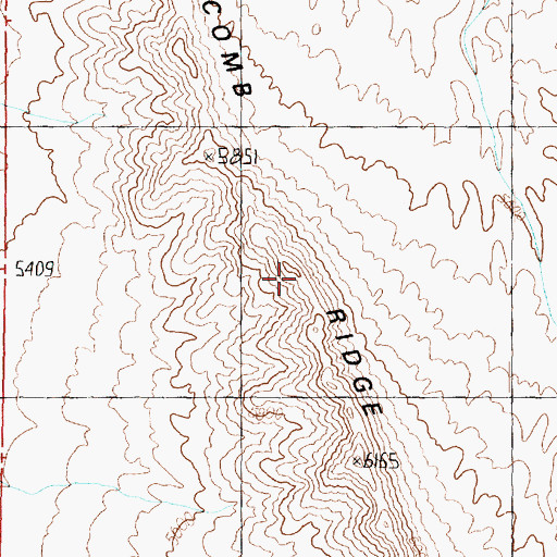 Topographic Map of Cockscomb Ridge, UT