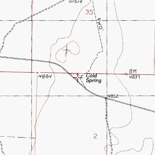 Topographic Map of Cold Spring, UT