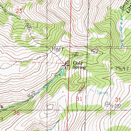 Topographic Map of Cold Spring, UT