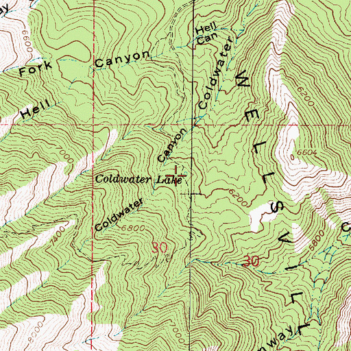Topographic Map of Coldwater Lake, UT