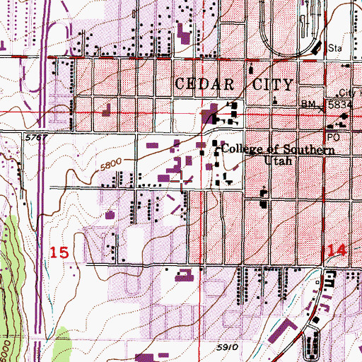Topographic Map of Southern Utah University, UT