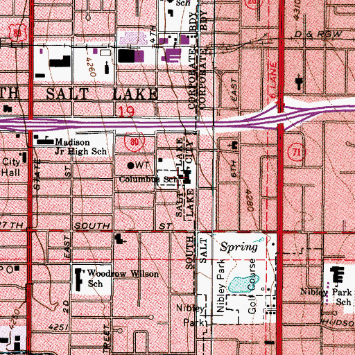Topographic Map of Columbus School, UT