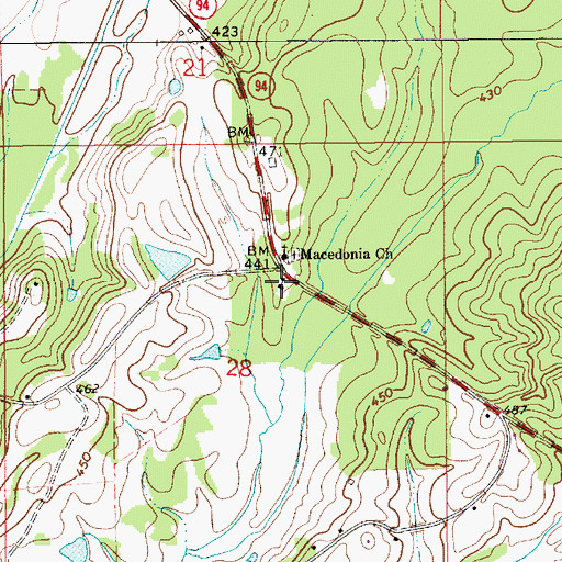 Topographic Map of Macedonia School (historical), AL