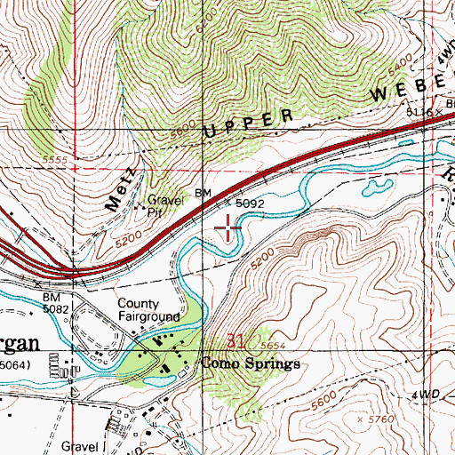Topographic Map of Como Diversion, UT