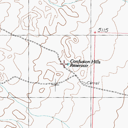 Topographic Map of Confusion Hills Reservoir, UT