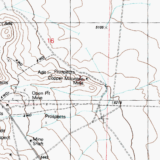 Topographic Map of Copper Mountain Mine, UT