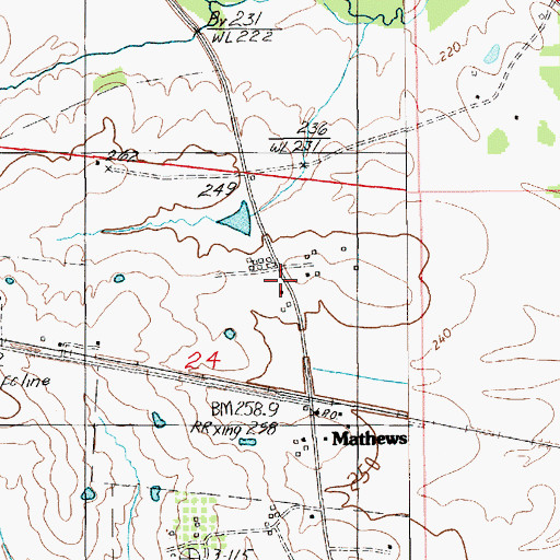 Topographic Map of Mathews Church, AL