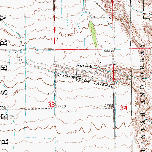 Topographic Map of Copperfields Lateral, UT