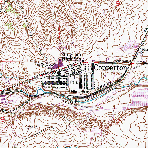 Topographic Map of Copperton, UT