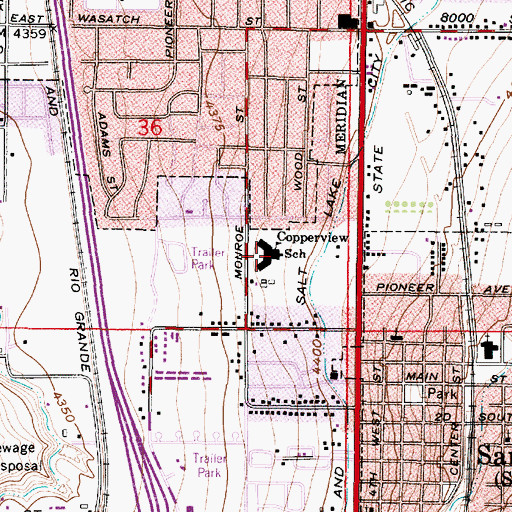 Topographic Map of Copperview Elementary School, UT