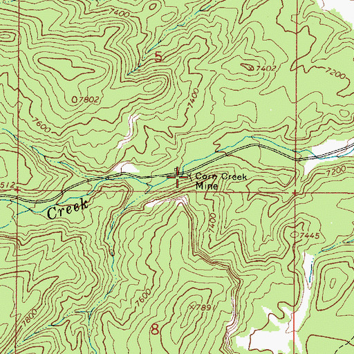 Topographic Map of Corn Creek Mine, UT