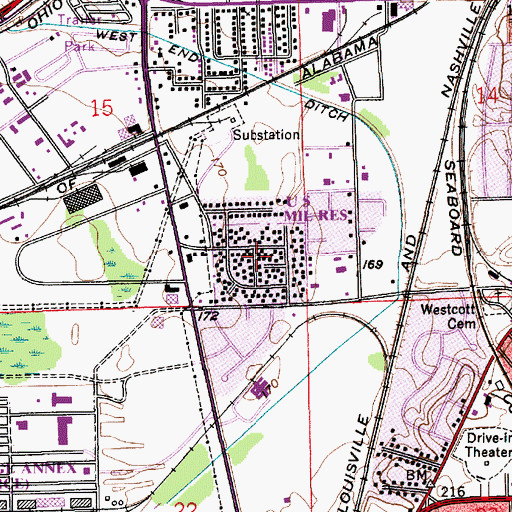 Topographic Map of Maxwell Heights, AL