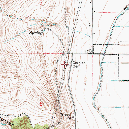 Topographic Map of Cornish Cemetery, UT
