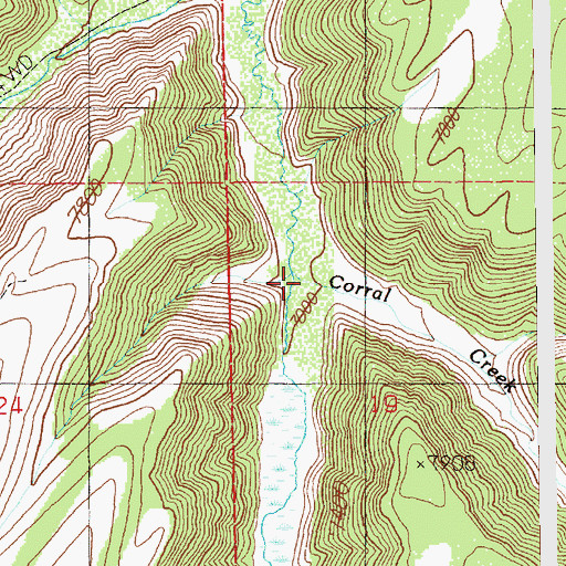 Topographic Map of Corral Creek, UT