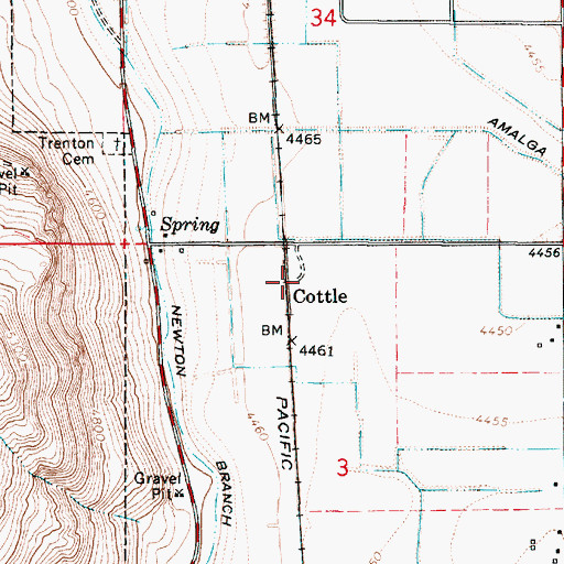 Topographic Map of Cottle, UT