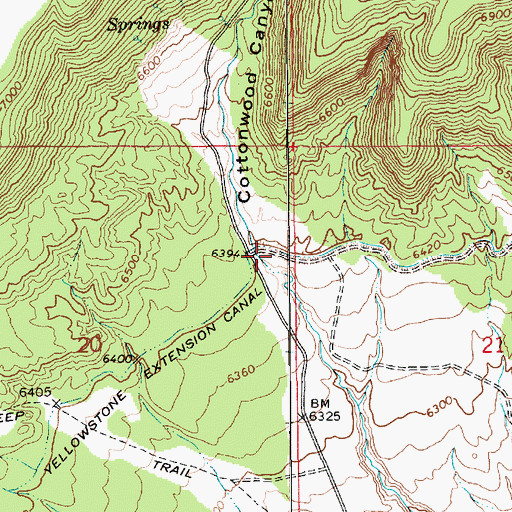 Topographic Map of Cottonwood Canyon, UT