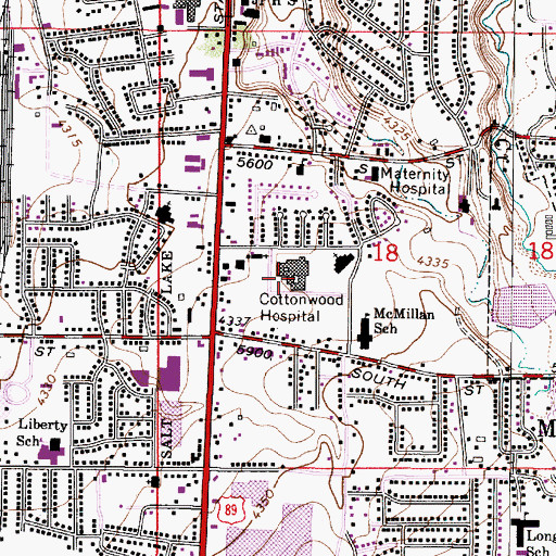 Topographic Map of Cottonwood Hospital, UT