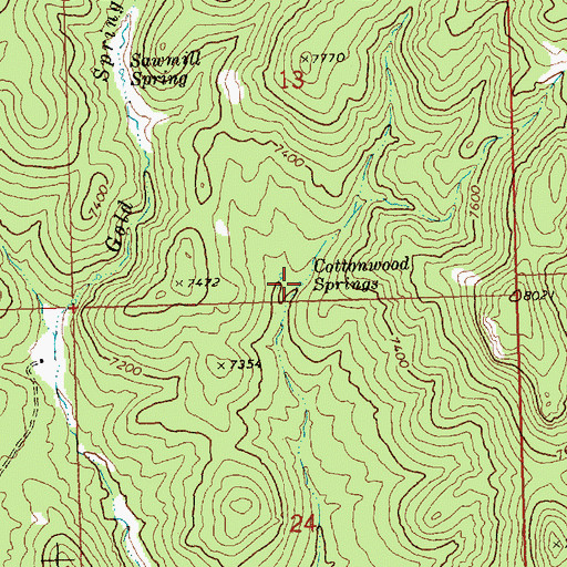 Topographic Map of Cottonwood Springs, UT