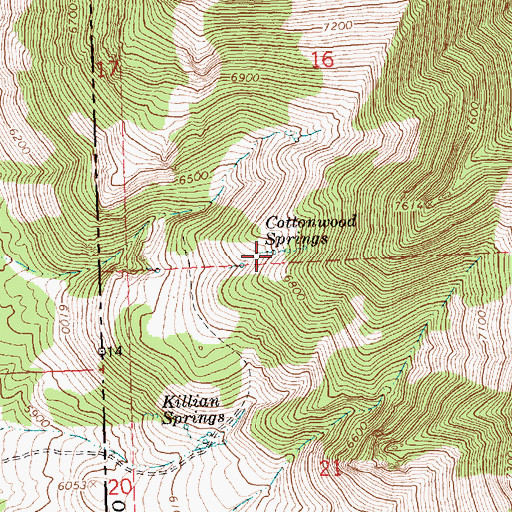 Topographic Map of Cottonwood Springs, UT