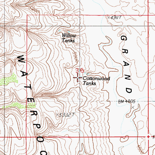 Topographic Map of Cottonwood Tanks, UT
