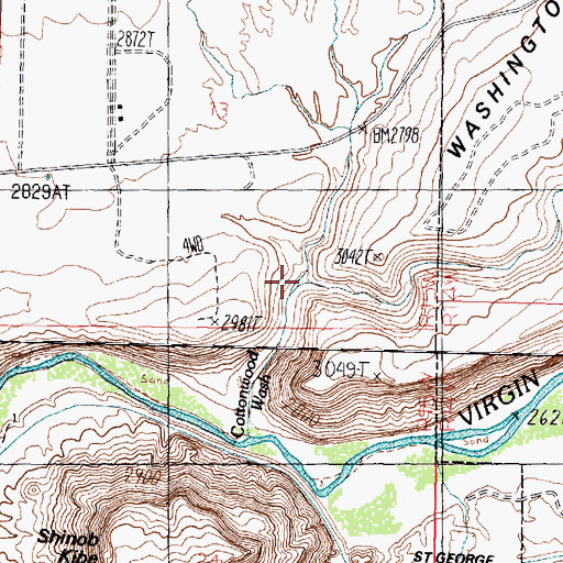 Topographic Map of Cottonwood Wash, UT