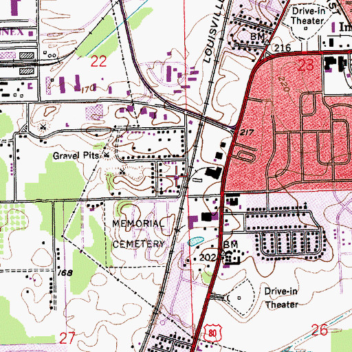 Topographic Map of Memorial Heights Baptist Church, AL