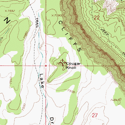 Topographic Map of Cougar Knoll, UT
