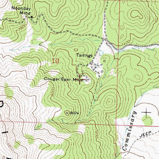 Topographic Map of Cougar Spar Mine, UT
