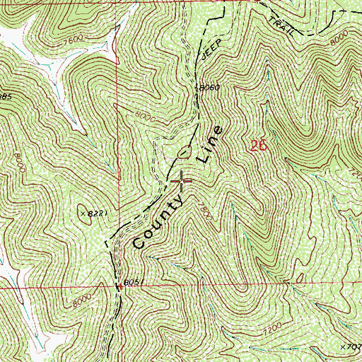 Topographic Map of County Line Ridge, UT