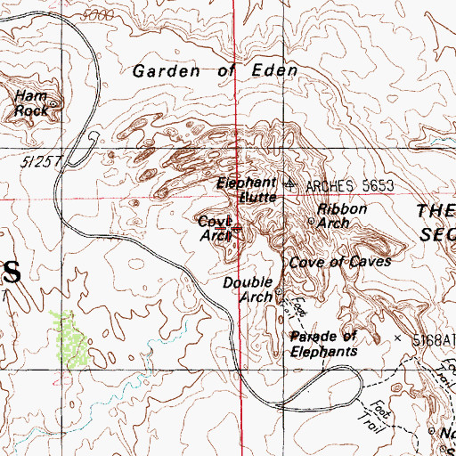 Topographic Map of Cove Arch, UT