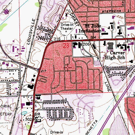 Topographic Map of Mobile Heights, AL